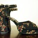 Vtg 90s Asian Inspired Floral Print Platforms size 7.5
