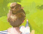 5x7" hair art - bun print - "Open Book"