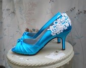 Blue Wedding shoes- Something blue heels 2.5" heel and 1.75" heel - Armoire