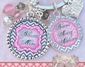 CHEVRON BLESSED MOM Key Chain (or necklace), We Love You To The Moon And Back, Grandma Nana, Aunt, Children's Names, Mothers Day Gift