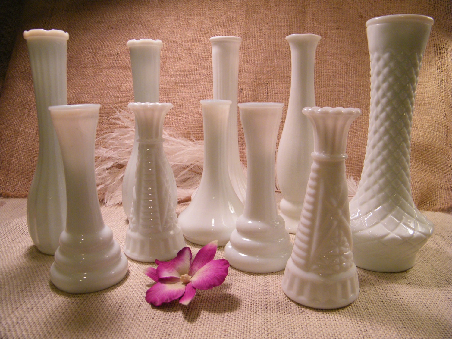 Lot of 10- Vintage Milk Glass Assorted Size Bud Vases-Instant Collection-Vintage Wedding-Table Centerpieces