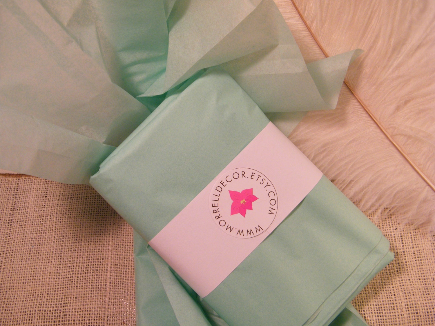 Tissue Paper - Cool Mint Green 48 Sheets of 20" X 30" -DIY Wedding Decor - Gift Wrap Idea - Favor Box Packaging - DIY Pom Pom Supplies