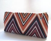 Mother of the Bride Gift, Mother of the Groom Gift, Wedding Party Purple Clutch Missoni Fabric Chevron Cosmetic Bag