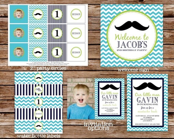 Printable Chevron Little Man Birthday Party Package Il_570xn