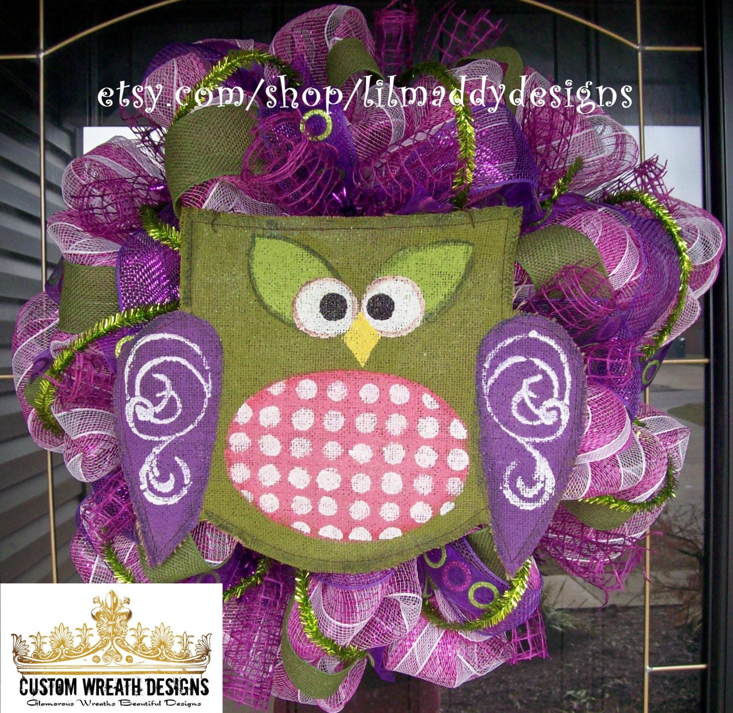Burlap Owl Spring Mesh Wreath
