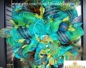Turquoise Peacock Wreath