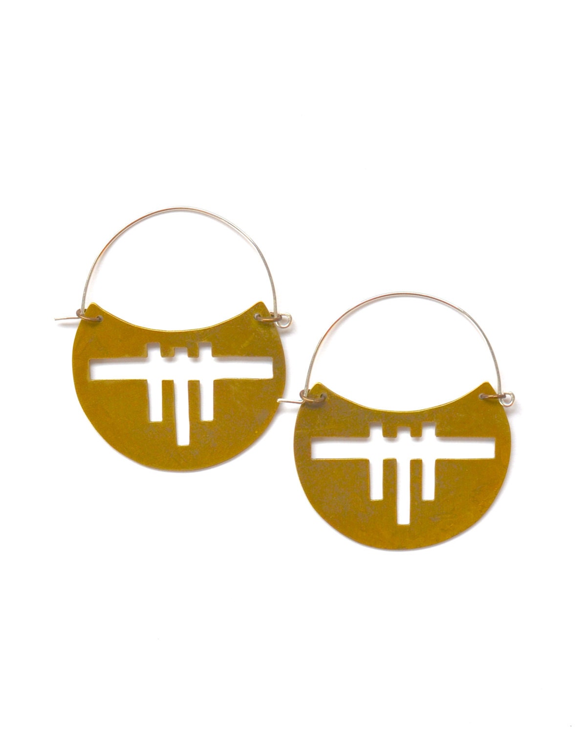HALF OFF Apogee Earrings - Hand-Cut Raw Brass Crescent Hoop Earrings