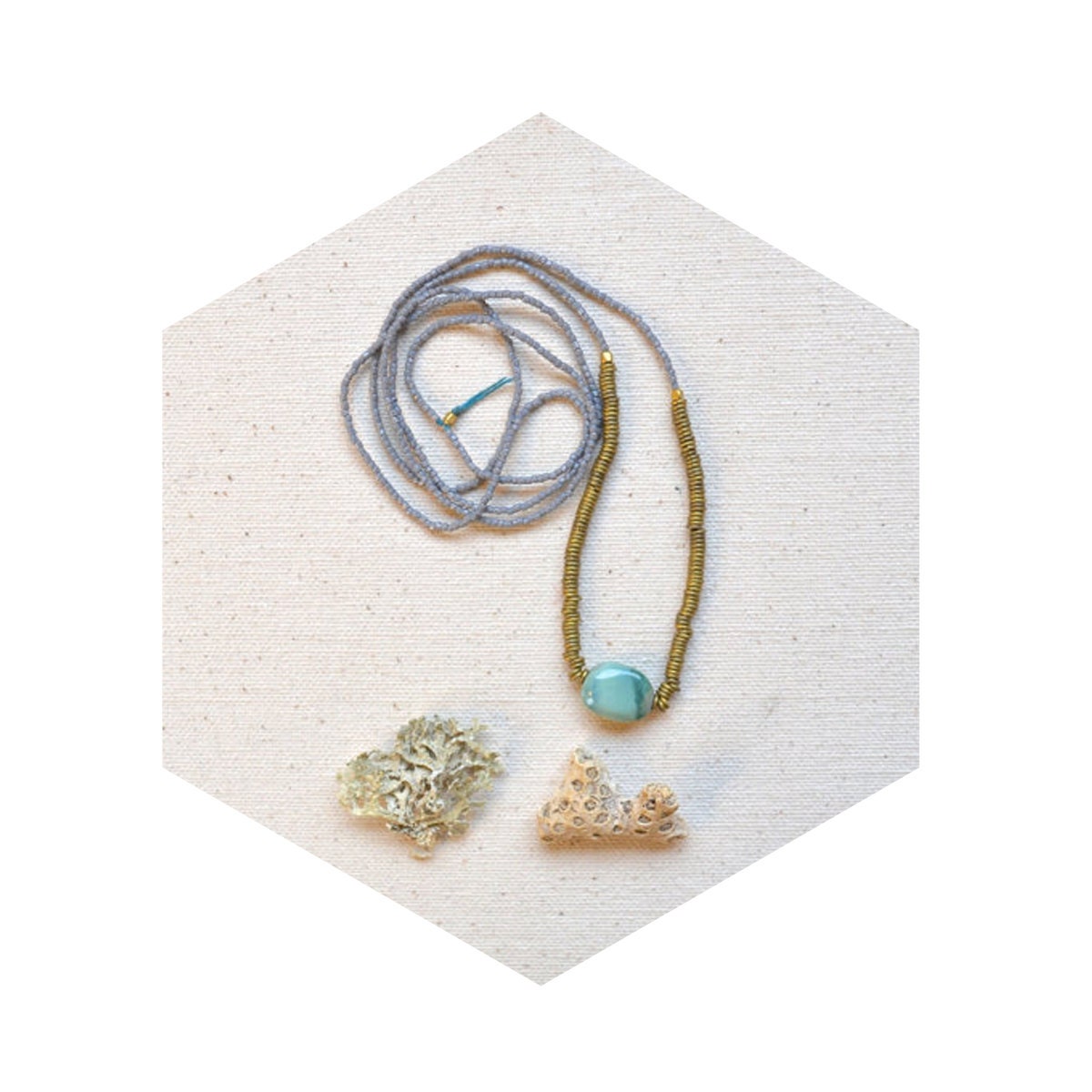 HALF OFF Great Heron Necklace- Peruvian Opal with African Brass and Faceted Czech Glass