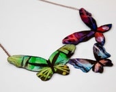 Hand painted butterflies necklace