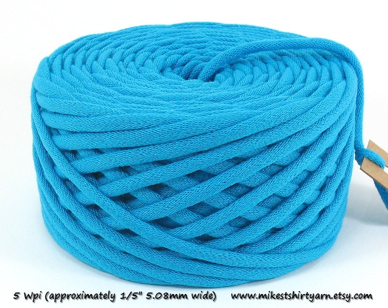 Turquoise Blue Recycled T Shirt Yarn - 44 Yards Tshirt