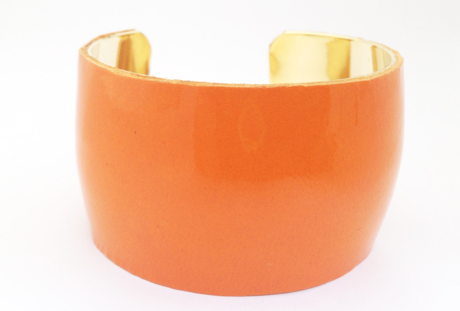 Orange Patent Leather Cuff Bracelet