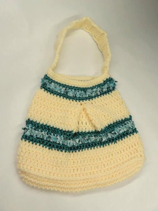 Crochet Purse,  Emerald radiant stripes