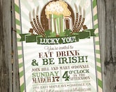 St. Patrick's Day Luck of the Irish St. Patty's Day Green Beer PRINTABLE Party Invitation