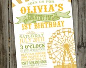County Fair Carnival Vintage Printable Birthday Party Invitation