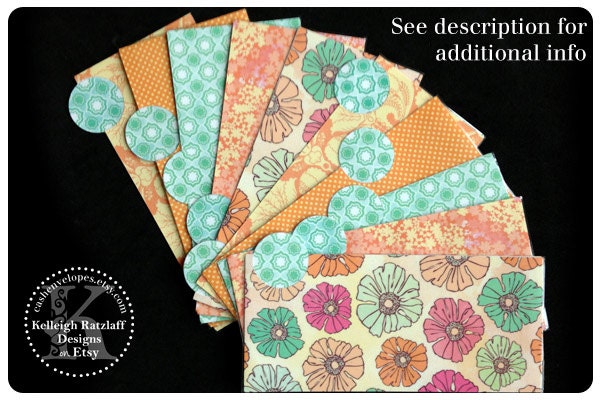 LAMINATED Cash Envelope System in Lovely Orange (10 envelopes)