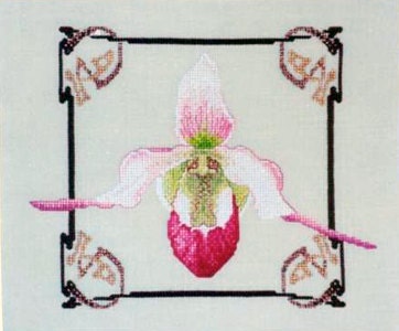 Cross Stitch Works: Red Orchid Flowers 716111211 Free Cross Stitch