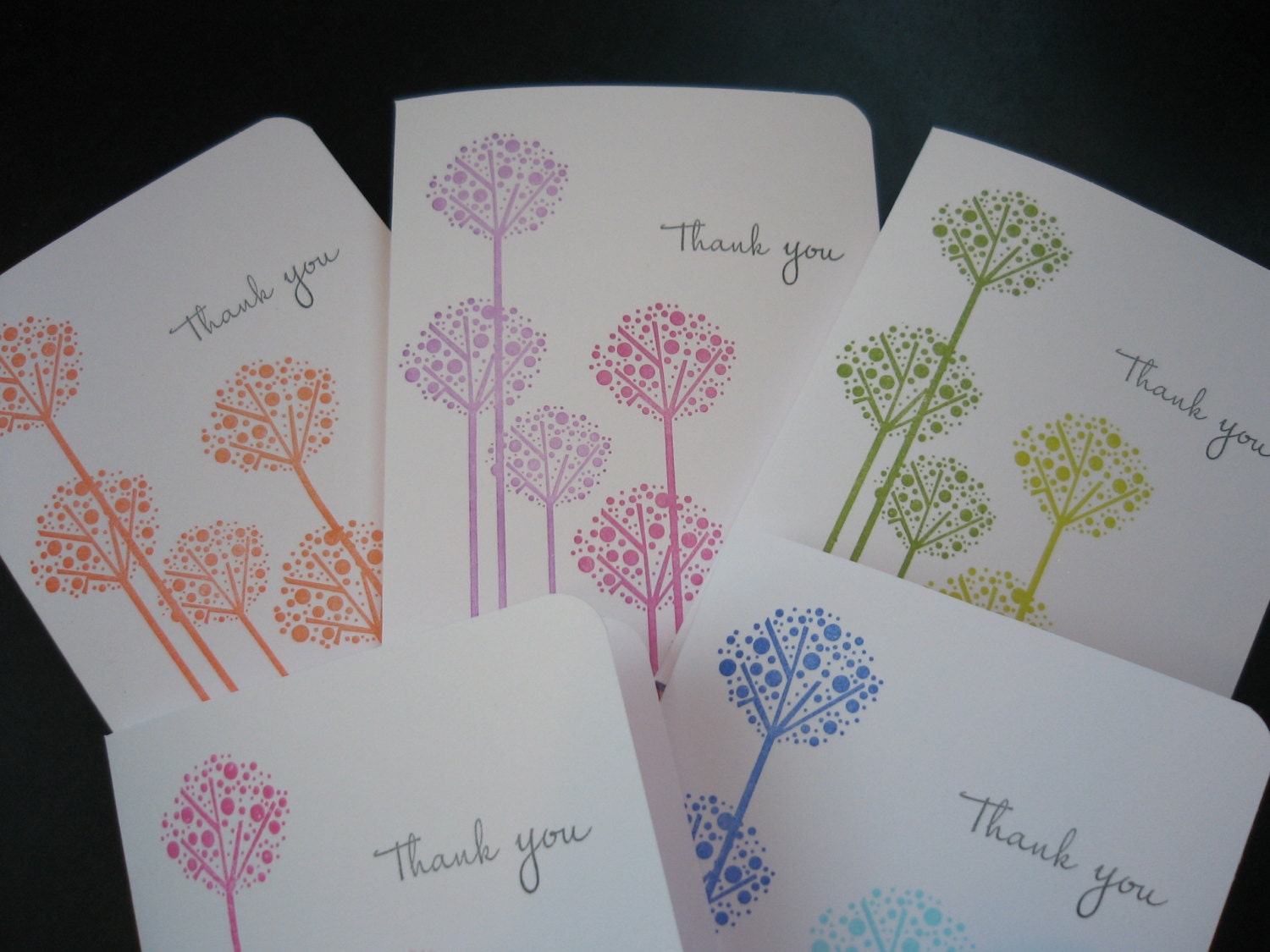 Thank You Cards Set 5 Cards Allium Flowers