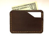 Leather Wallet- Men Wallet- Leather Card Holder- Slim Vertical Wallet- Dark Brown