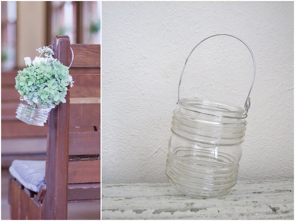 Handmade Hanging Vase - Vintage Glass, Candle Holder, Wedding Decoration