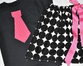 Matching Brother Sister Clothing. Pink Black Polka Dots