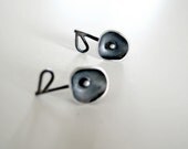 Post earrings silver  oxidized minimalistic