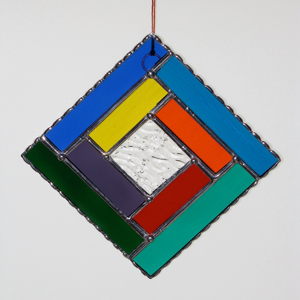 Stained Glass Suncatcher - Elegant Geometric Design, Bright Colors, Rainbow, Spectrum