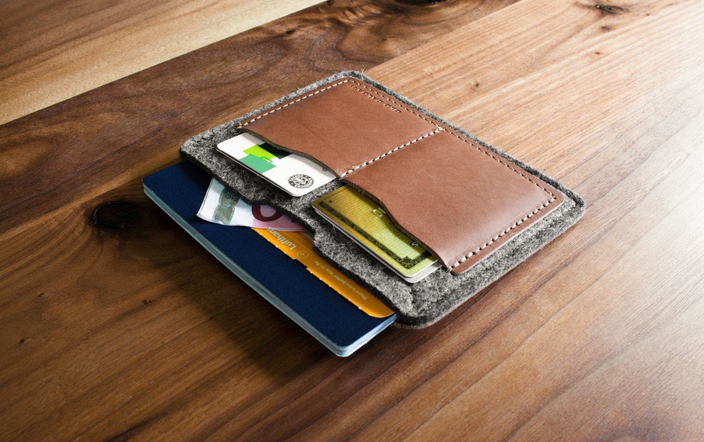 Alpha Passport Wallet in Anthracite - Made in the USA - Handcrafted Organic Wool Felt