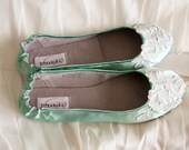 Size 8.5 Lace wedding shoes ballet flats embellished with Venice lace Ready to Ship