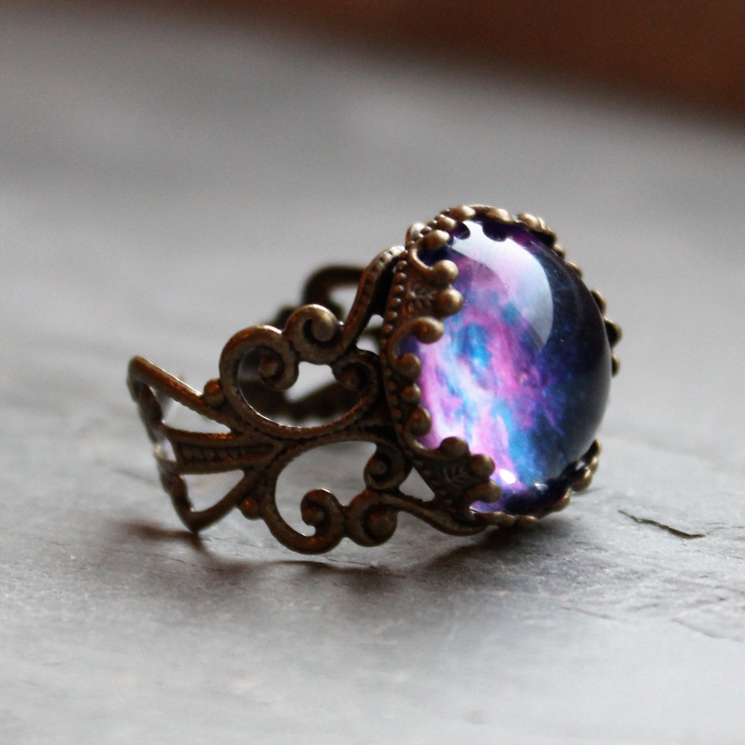 Violet Nebula Lacy Ring - Wanderlust Collection - Adjustable Ring,Valentines Day, Galaxy, Universe, Outer Space