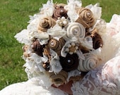 Burlap and Lace Wedding Bouquets for Rustic, Vintage, Farm Wedding
