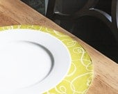 Round Placemats - Green Squiggles - Pair - FREE SHIPPING