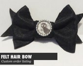 CUSTOM ORDER Felt Hair Bow- Character or Photo of your choice - Free Domestic Shipping