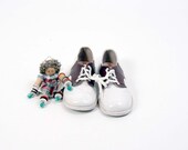 Children's Saddle Shoes White and Brown Leather Shoes Size 7