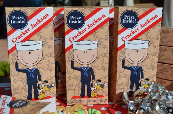 25 Personalized Cracker Jack Boxes for Childrens Birthday Party Favors