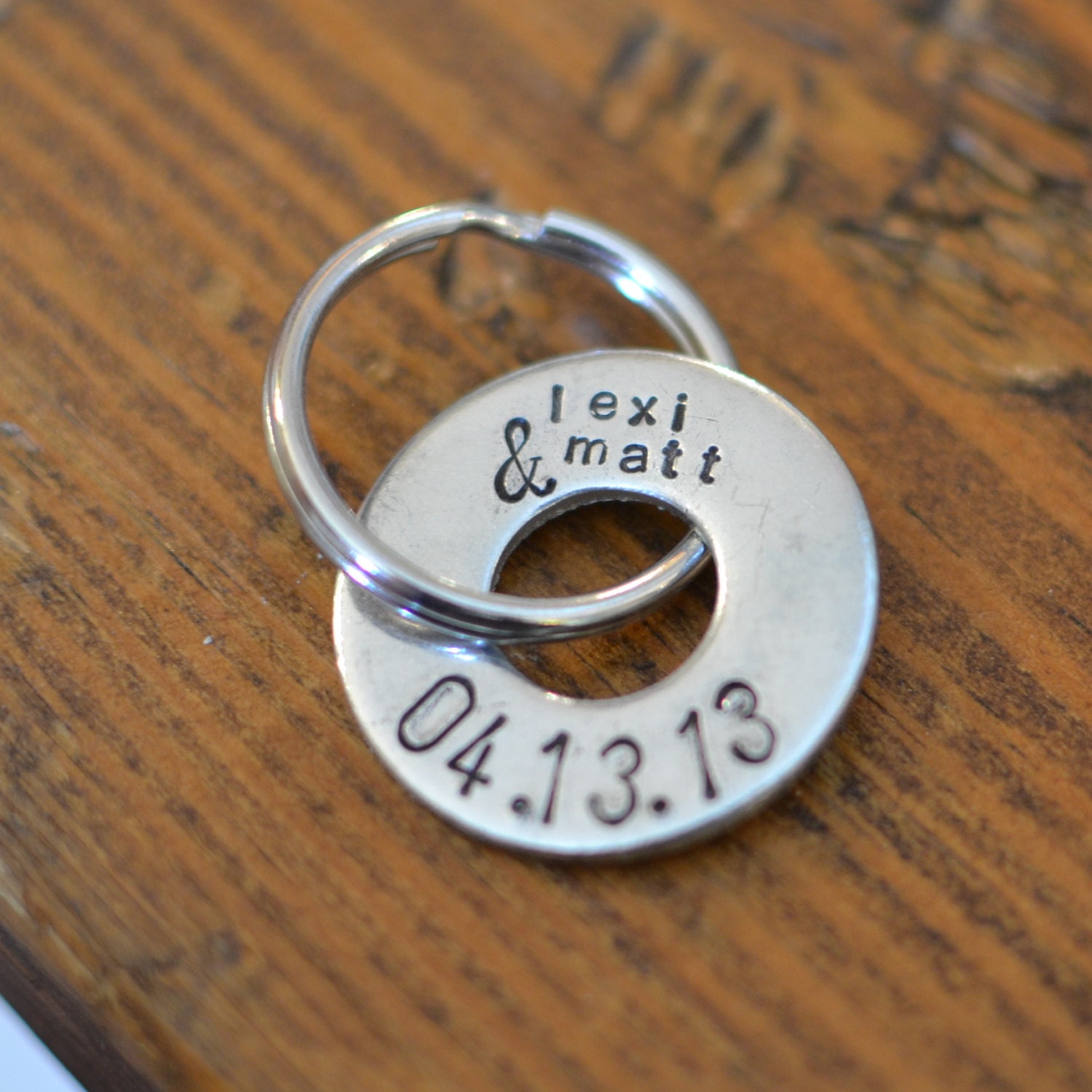 Handstamped Keychain for the Bride & Groom
