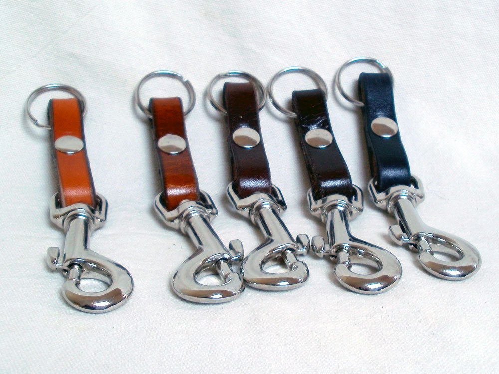 Leather keychain, leather key fob, keyring with a heavy duty trigger hook, handmade
