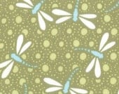 1 Yard "Good Fortune" - Dragonfly Tea Green - by Kate Spain for Moda