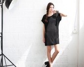 NOW 30% OFF ---- OverSized Black Knit Dress, Spring Fashion