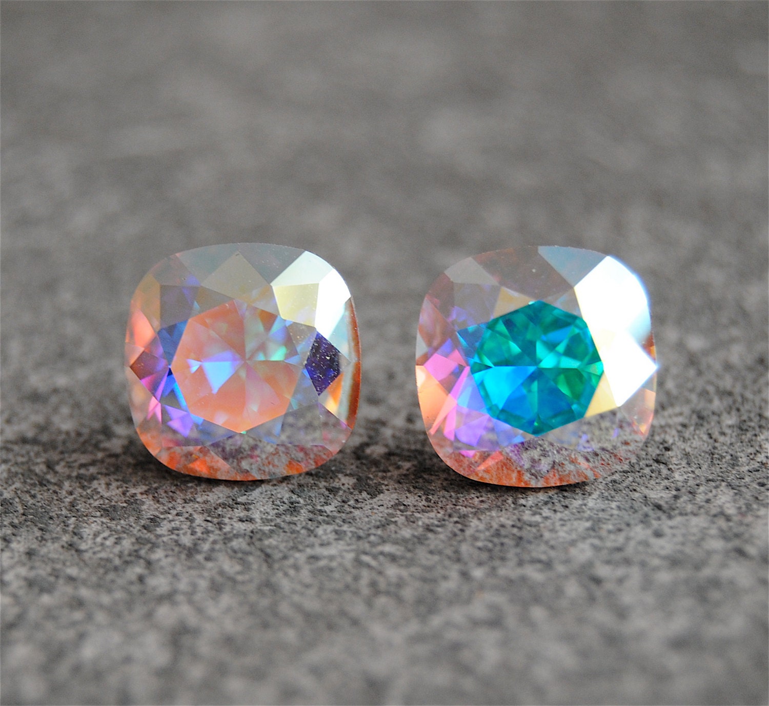 Aurora Borealis Earrings - Northern Lights - Light Pastel Rainbow Earrings - Swarovski Crystal Studs - Mashugana