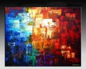 Abstract Painting, HUGE 48''X36'' Original  Painting, Wall Decor, Palette Knife Painting  oil painting on Canvas Ready to Hang