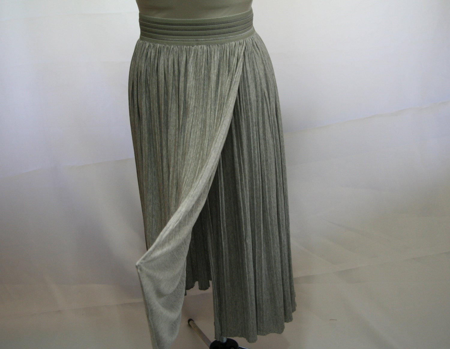 Pleated Knit Wrap Skirt