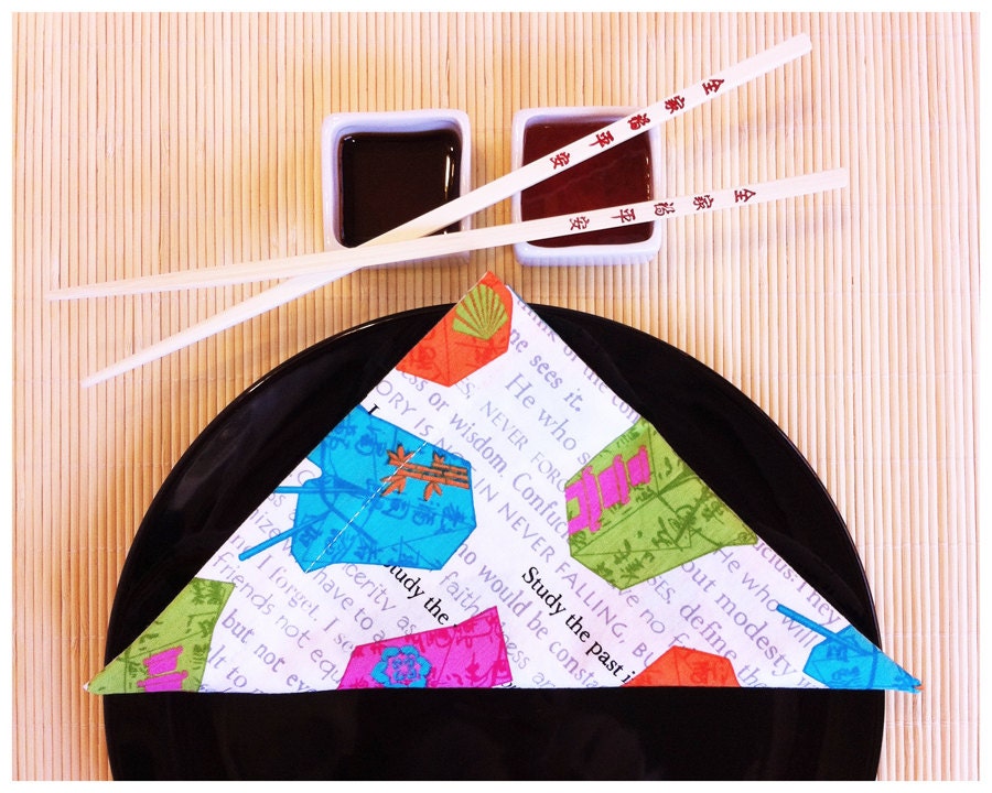 Cloth Table Napkins Asian Inspired Fabric Napkins Set of 4 Hostess Housewarming Gift Fun Table Decor Ready to Ship Spring Eco Friendly