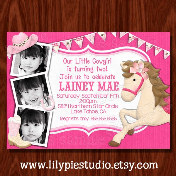 NEW Cowgirl Themed Birthday Invitation printable digital file Il_570xn