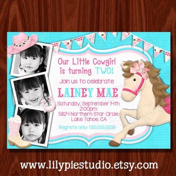 NEW Cowgirl Themed Birthday Invitation printable digital file Il_570xn