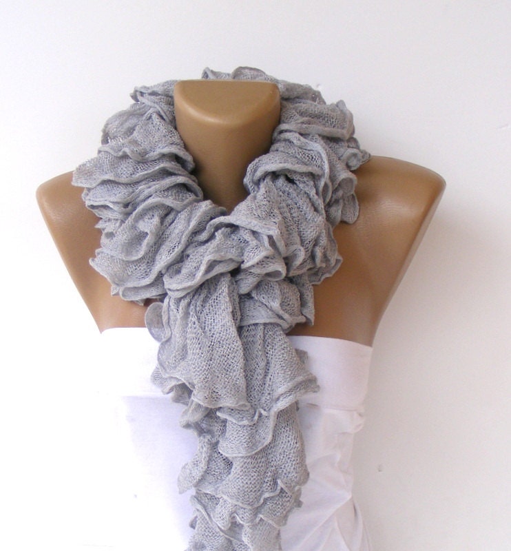 ruffle scarf, knitted scarves, 2013 scarf trends, Cotton scarf, knitting scarf, neckwarmer, fashion accessories