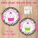 PINK LIME ZEBRA cupcake favor tags- You Print - 2 to choose