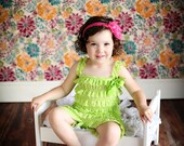 Petti Romper - Lime green Lace Romper - Girls Romper - Baby Romper - Ruffle Romper - Lace Dress - Baby Outfit