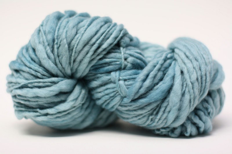 Thick Thin Merino Slub Yarn tts(tm) Hand dyed Fine Merino 55tts12030 Steel Blue