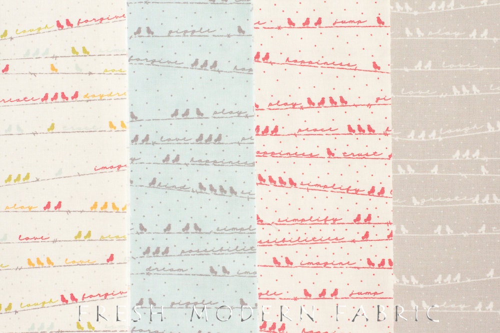 Fat Quarter Bundle Noteworthy Sing Out Loud, 4 Pieces, Sweetwater, Moda Fabrics, 100% Cotton Fabric