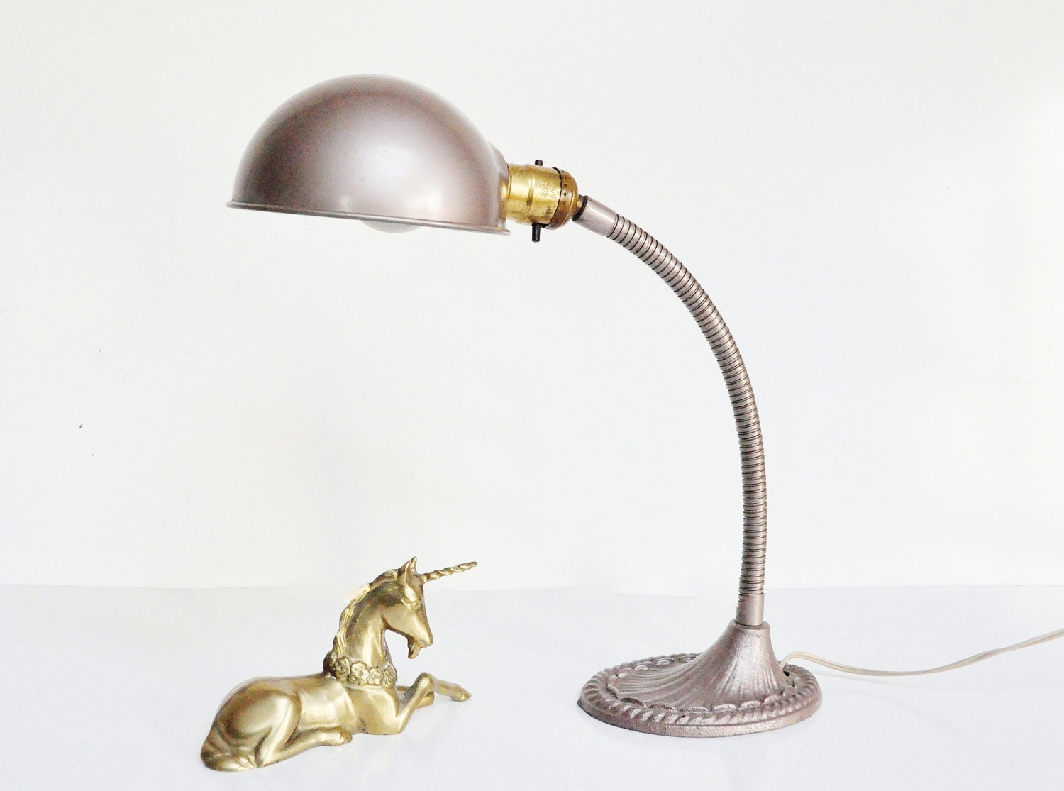 Metallic Goose Neck Lamp - Art Deco Desk Lamp
